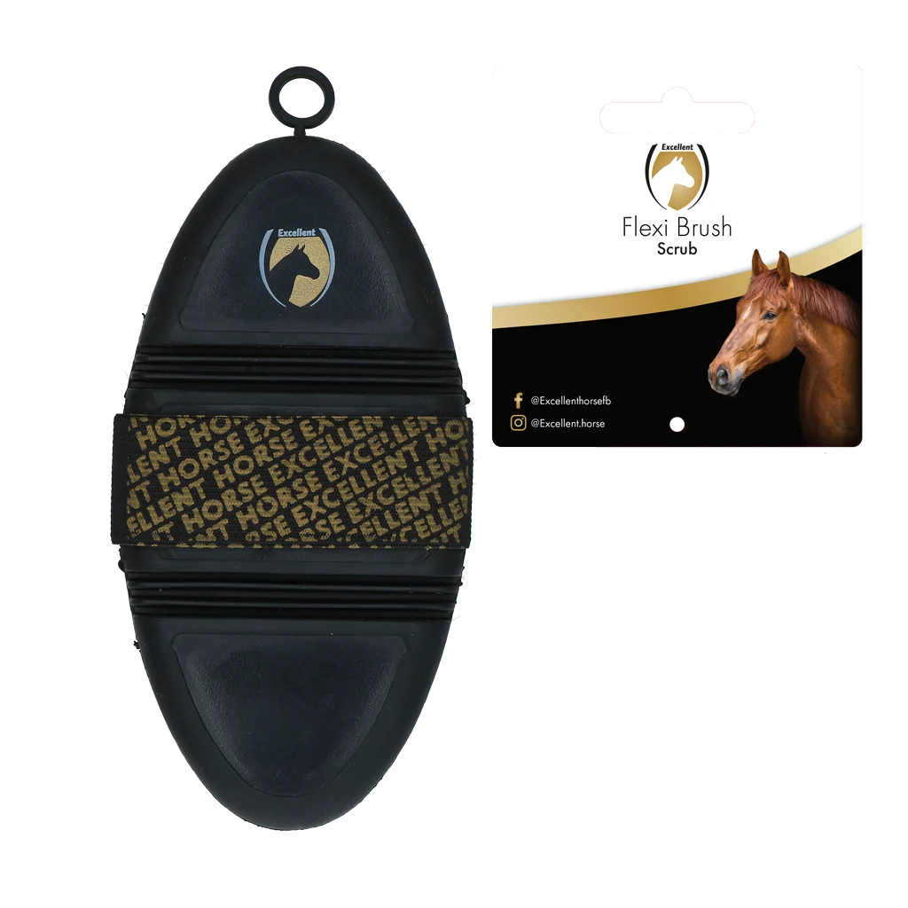 Spazzola dura per cavalli con parte superiore flessibile – Excellent Horse Flexi Brush Scrub - immagine 2
