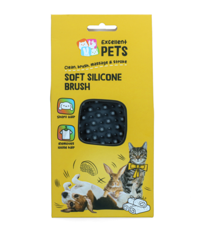 Spazzola in silicone per cani a pelo corto, 12 x 6,5 x 2,5 cm – Excellent Pets Soft Silicone Brush