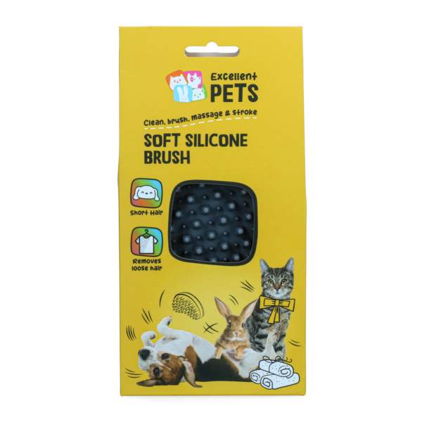 Spazzola in silicone per cani a pelo corto, 12 x 6,5 x 2,5 cm – Excellent Pets Soft Silicone Brush