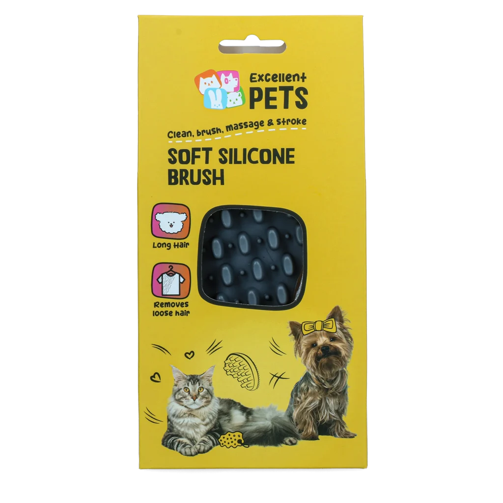 Spazzola in silicone per cani a pelo lungo, 12 x 6,5 x 2,5 cm – Excellent Pets Soft Silicone Brush - immagine 1