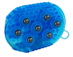 Spazzola massaggiante per cavalli con 7 rulli in acciaio inox, blu, 16 x 10 cm