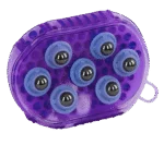 Spazzola massaggiante per cavalli con 7 rulli in acciaio inox, viola, 16 x 10 cm - immagine 3