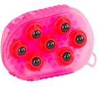 Spazzola massaggiante per cavalli con 7 rulli in acciaio inox, rosa, 16 x 10 cm