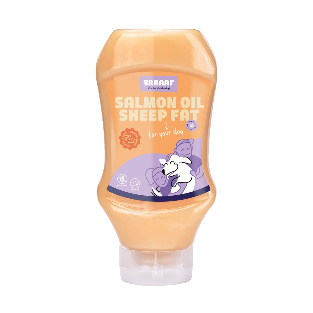 Salsa per alimenti con olio di salmone e grasso di pecora, 500 ml – Braaaf Dog Food Sauce - immagine 1