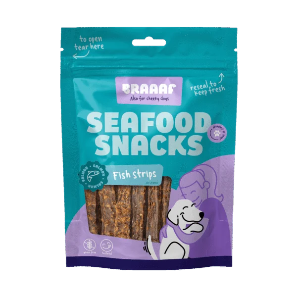Strisce di salmone per cani, 12 cm – Strisce di salmone Braaaf Seafood