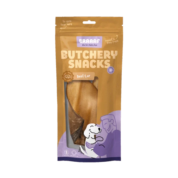 Orecchio di manzo per cani, 2 pezzi – Braaaf Butchery Snacks