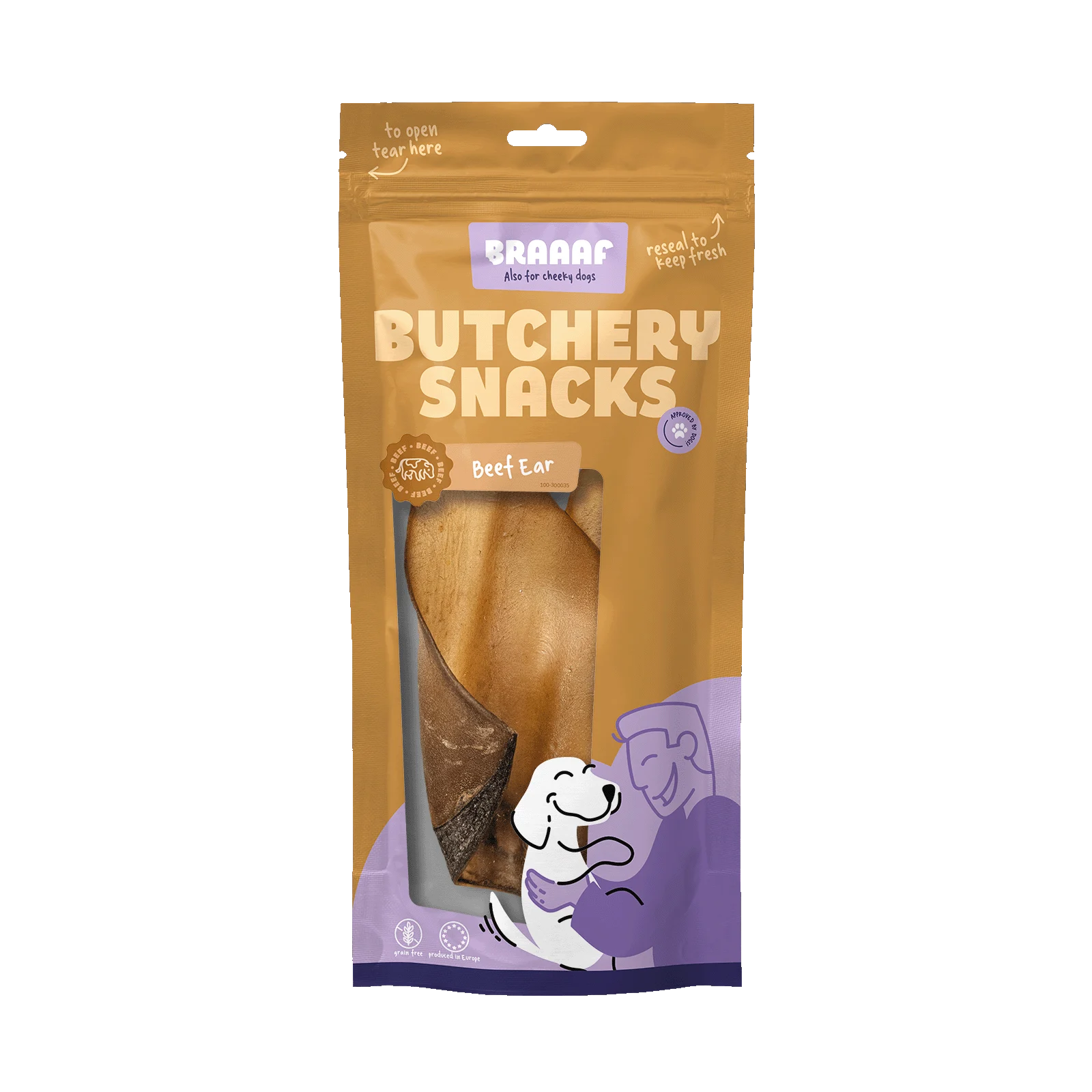 Orecchio di manzo per cani, 2 pezzi – Braaaf Butchery Snacks - immagine 1