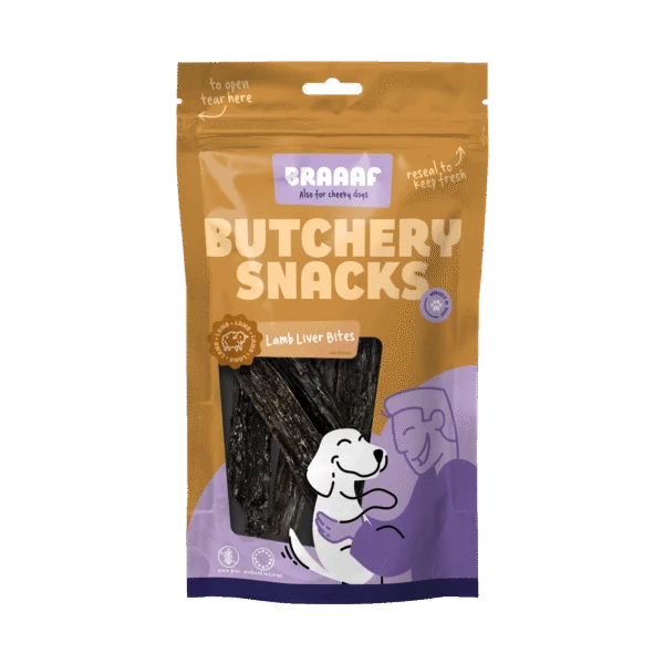 Snack per cani Bocconcini di fegato di agnello, 120 g – Braaaf Butchery