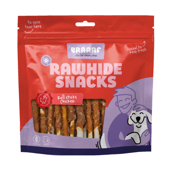 Stick da masticare al pollo, 30 pezzi – Braaaf Rawhide Roll Sticks
