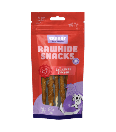 Bastoncini da masticare al pollo, 8 pezzi – Braaaf Rawhide Roll Sticks