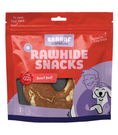 Anello da masticare con manzo e pesce, 1 pezzo – Braaaf Rawhide Donut