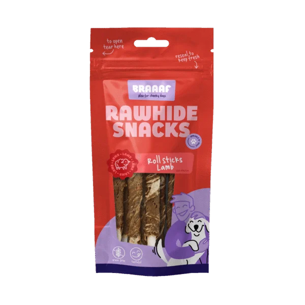 Bastoncini da masticare all’agnello e pesce, 8 pezzi – Braaaf Rawhide Roll Sticks