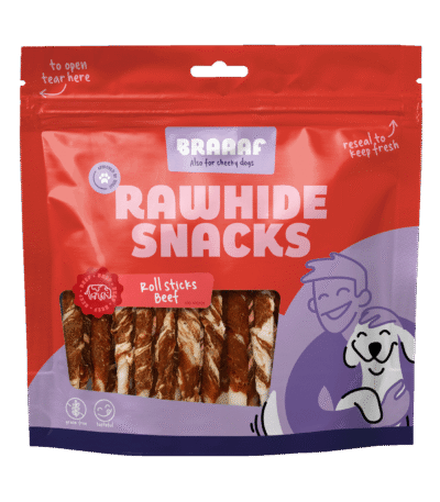 Bastoncini da masticare con manzo e pesce, 25 pezzi – Braaaf Rawhide Roll Sticks