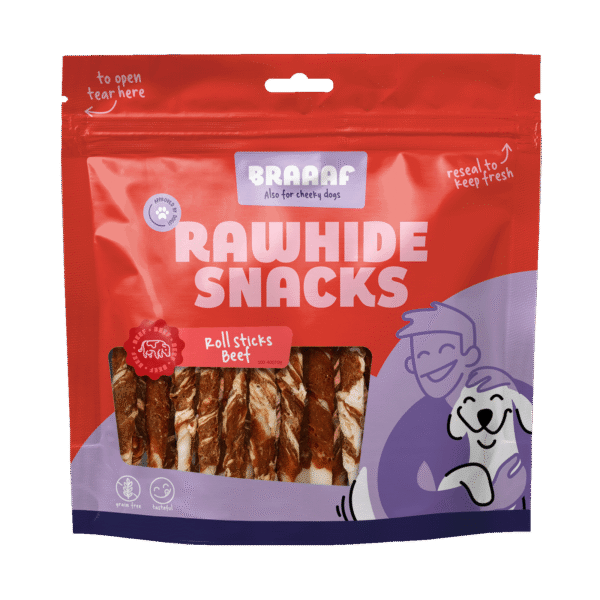 Bastoncini da masticare con manzo e pesce, 25 pezzi – Braaaf Rawhide Roll Sticks