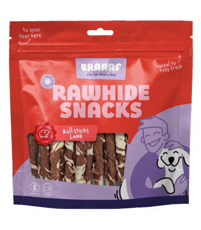 Bastoncini da masticare all’agnello e al pesce, 25 pezzi – Braaaf Rawhide Roll Sticks