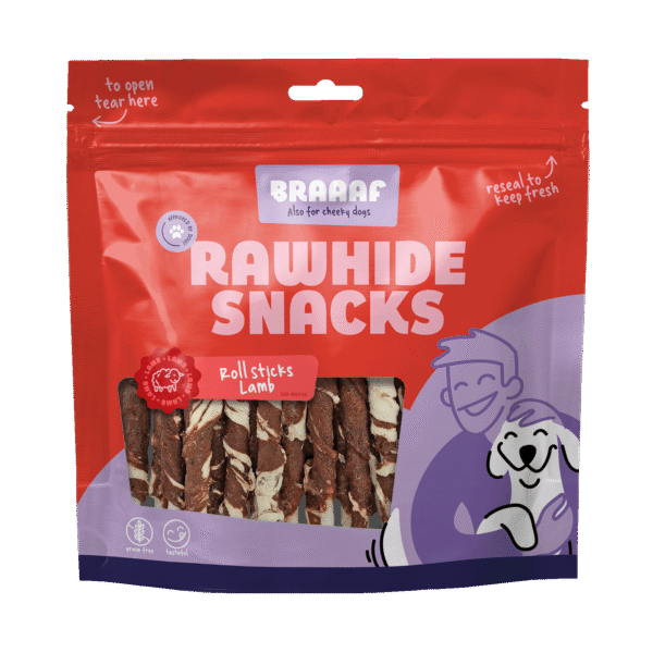 Bastoncini da masticare all’agnello e al pesce, 25 pezzi – Braaaf Rawhide Roll Sticks