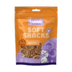 Snack per cani a forma di chips con manzo e pesce, senza cereali, 85 g – Braaaf Soft Snack Chips