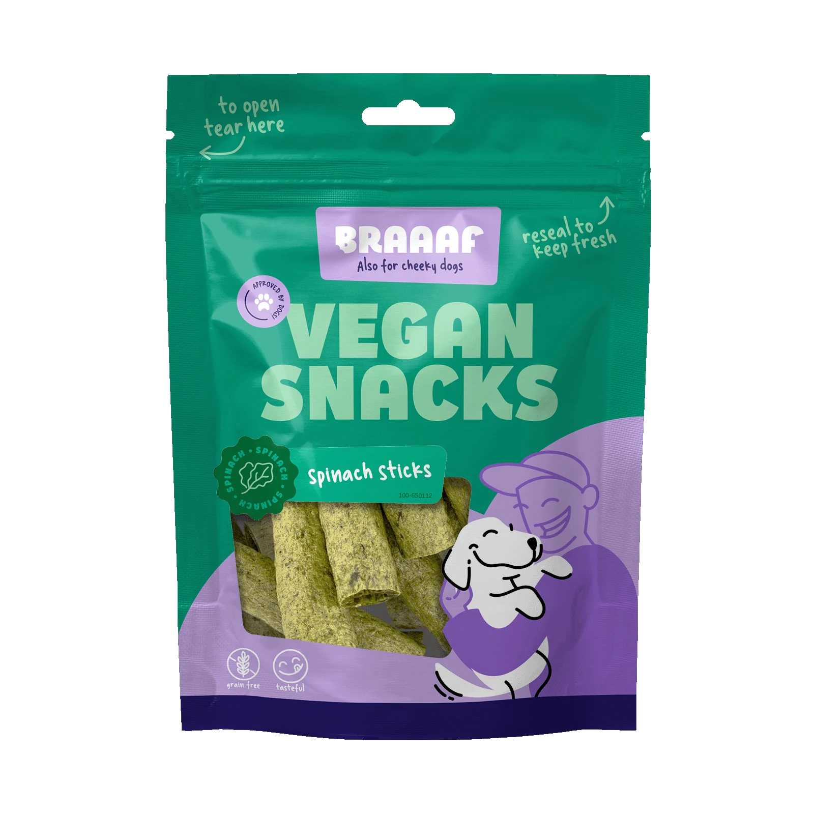 Snack per cani agli spinaci, stick da 6 cm – Braaaf Vegan Snack Spinazie Stick - immagine 1
