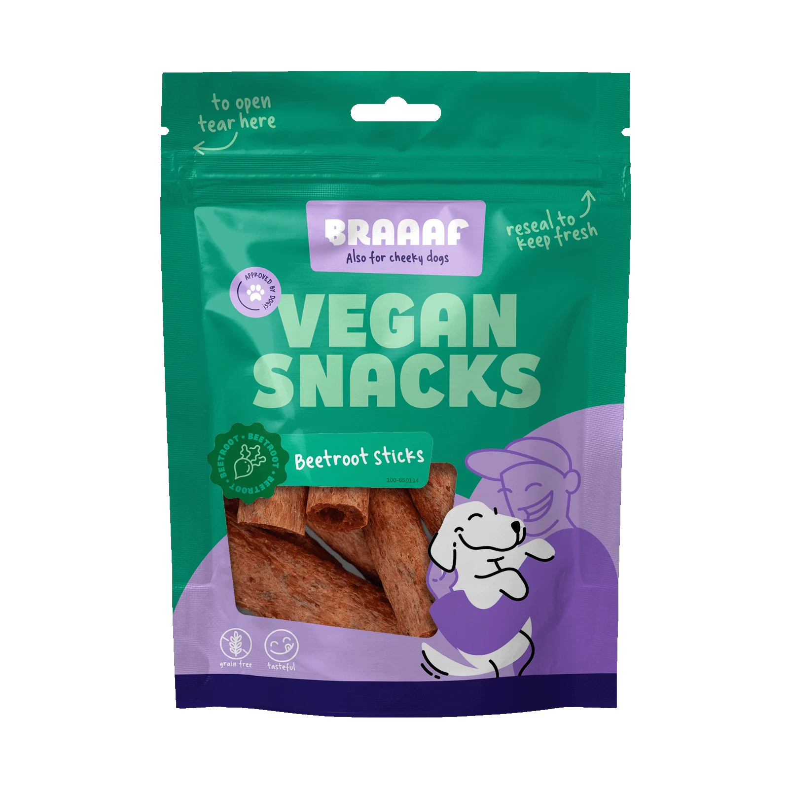 Snack per cani alla barbabietola rossa, stick da 6 cm – Braaaf Vegan Snack Rode Biet Stick - immagine 1
