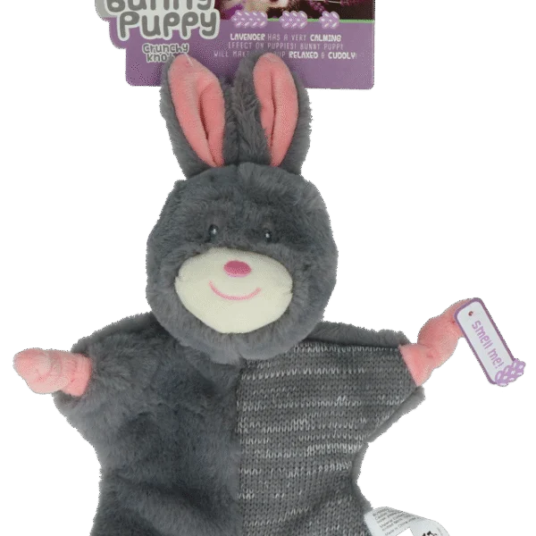 Peluche per cani a forma di coniglio con squeaker – Bunny Puppy Crunchy Knot