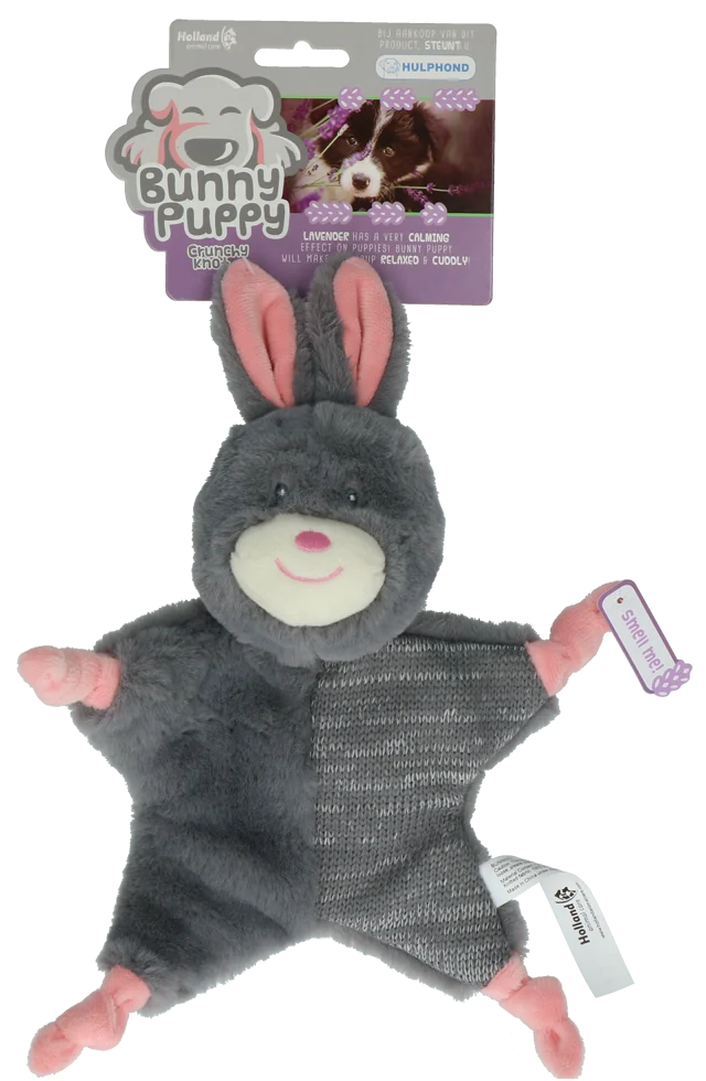 Peluche per cani a forma di coniglio con squeaker – Bunny Puppy Crunchy Knot - immagine 1