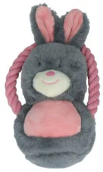 Peluche per cani a forma di coniglio, in morbido tessuto e con squeaker – Bunny Puppy Ropey Swing - immagine 4