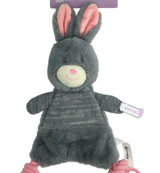 Peluche per cani a forma di coniglio con squeaker – Bunny Puppy Crunchy Rope