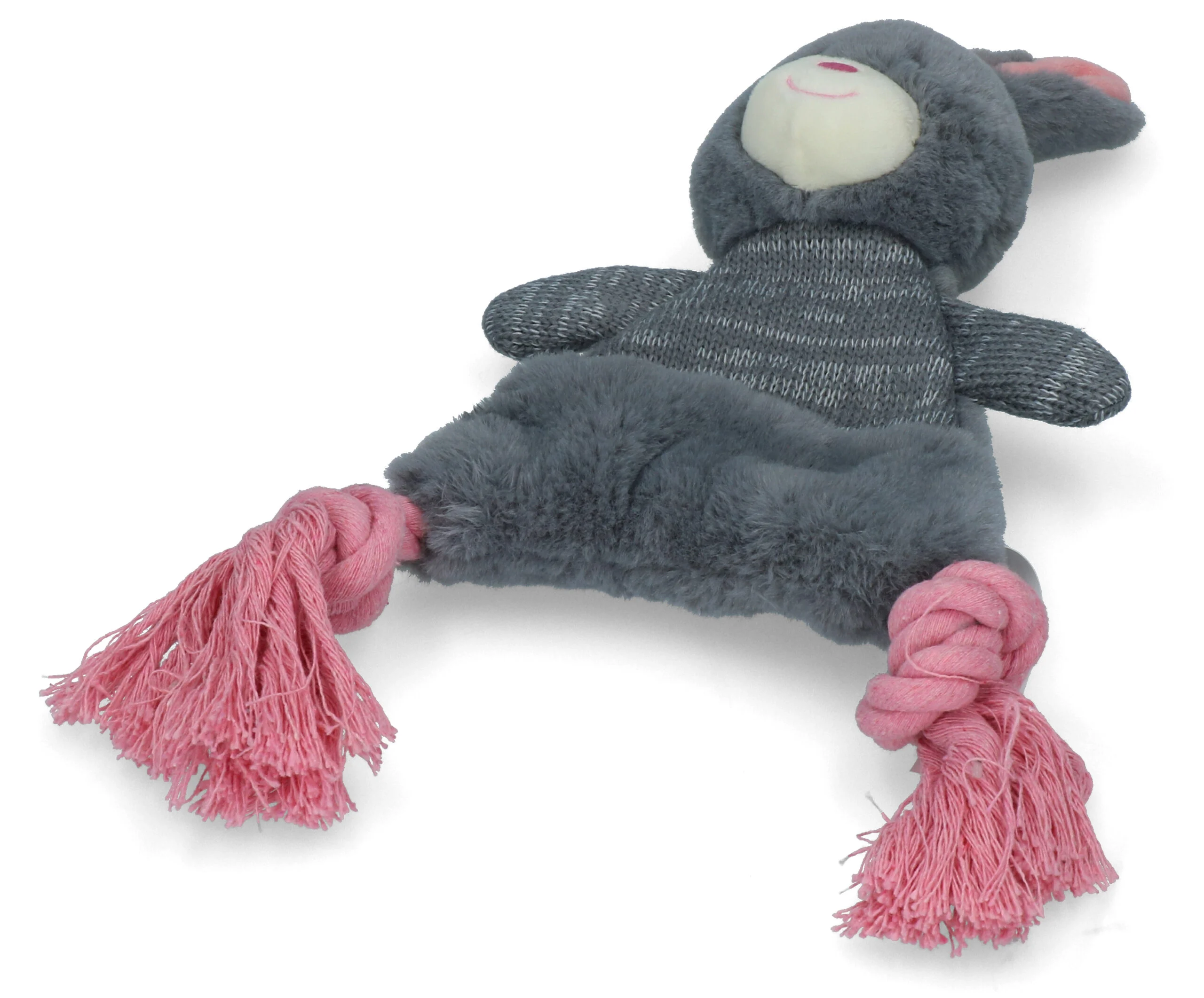 Peluche per cani a forma di coniglio con squeaker – Bunny Puppy Crunchy Rope - immagine 4