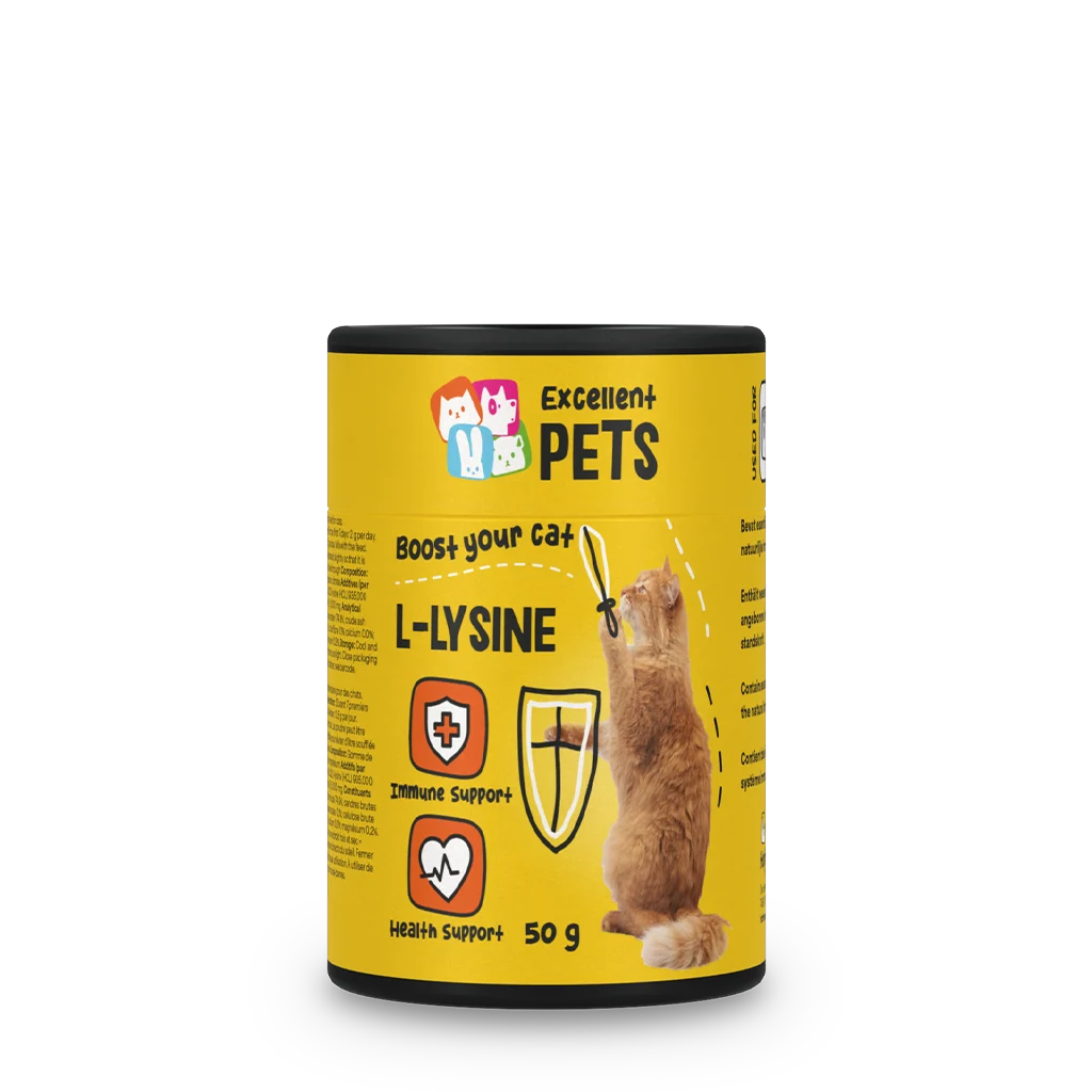 Polvere di lisina per gatti con vitamina B6, 50 g – Excellent Pets L-Lysine - immagine 1