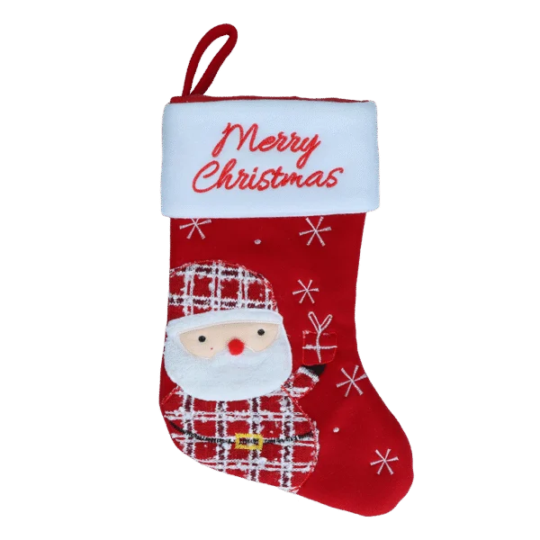 Calza natalizia per animali domestici con laccetto per appenderla, 20 x 38 cm – Hofman Animal Care Christmas Stocking Wooly Santa