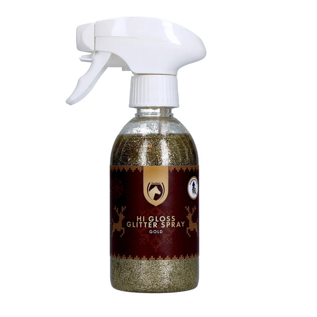 Spray glitterato per cavalli, oro, 250 ml – Excellent Horse Christmas Hi Gloss Glitter Spray - immagine 1