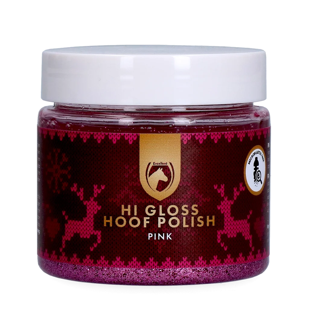 Smalto glitterato rosa per zoccoli, 150 ml – Excellent Horse Christmas Hi Gloss Hoof Polish - immagine 1