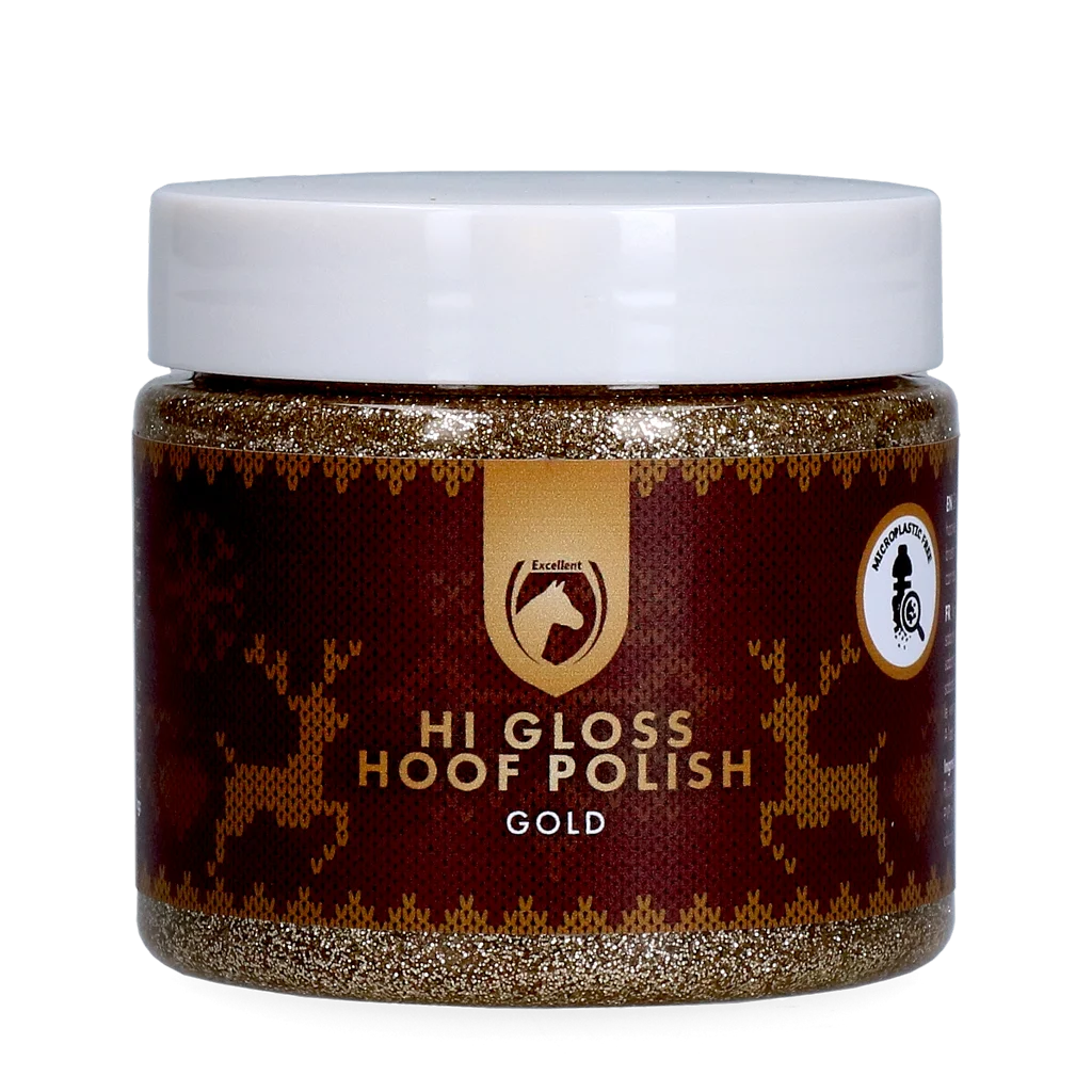 Smalto glitterato oro per zoccoli, 150 ml – Excellent Horse Christmas Hi Gloss Hoof Polish - immagine 1