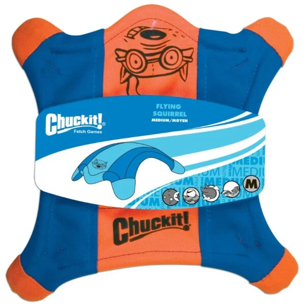 Frisbee per cani in tela con zampe luminose, 24 x 24 cm – Chuckit! Flying Squirrel M