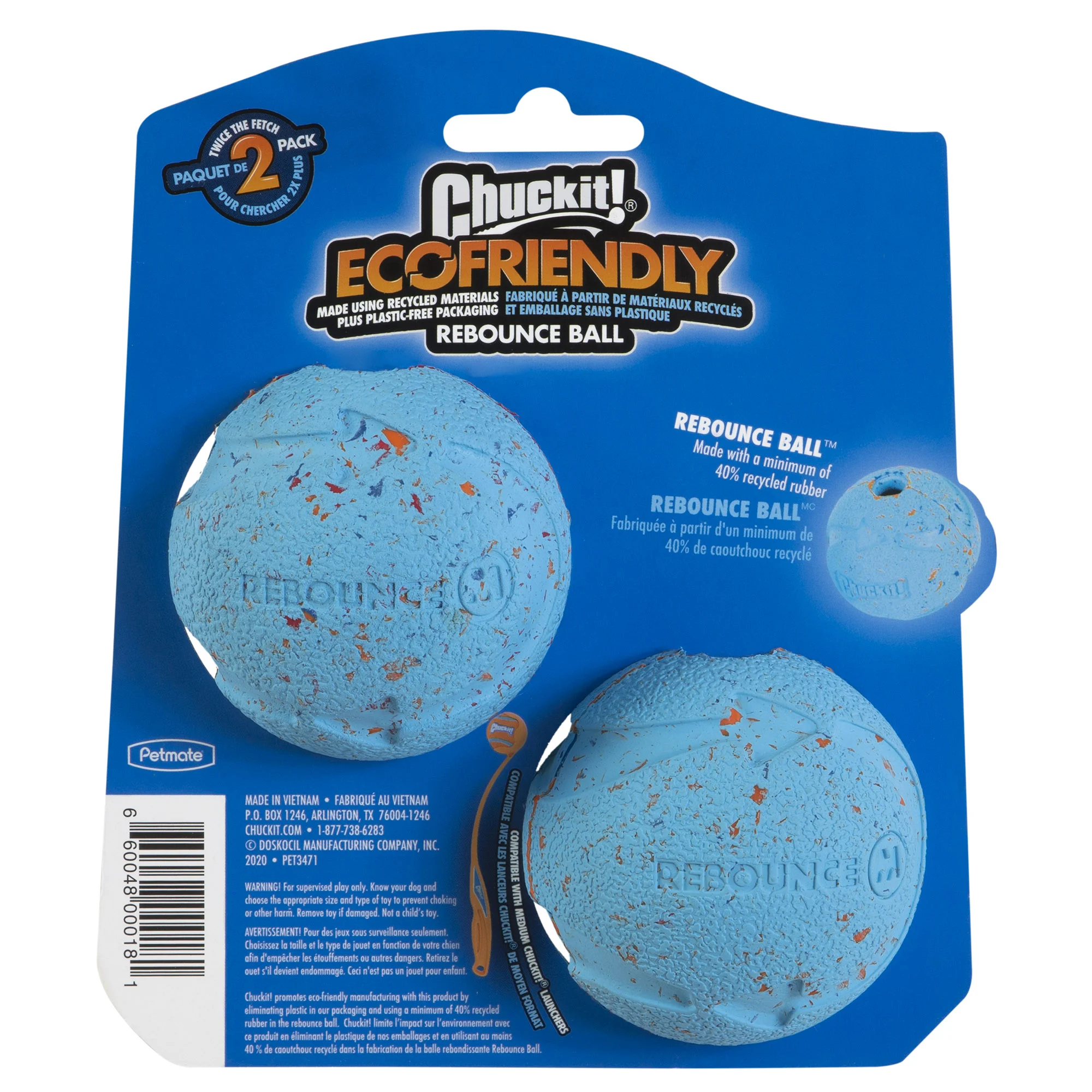 Pallina per cani in gomma riciclata, rimbalzante, 2 pezzi – Chuckit! Rebounce Fetch Ball M - immagine 2