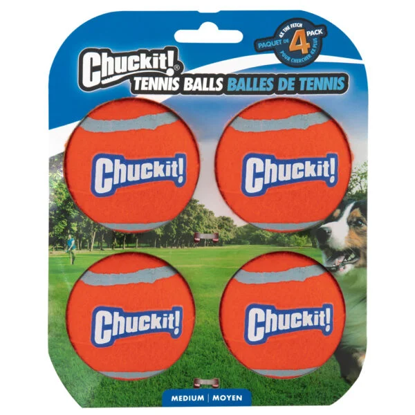 Palla da tennis per cani M, ø 6 cm, 4 pezzi, galleggiante – Chuckit! Tennis Ball