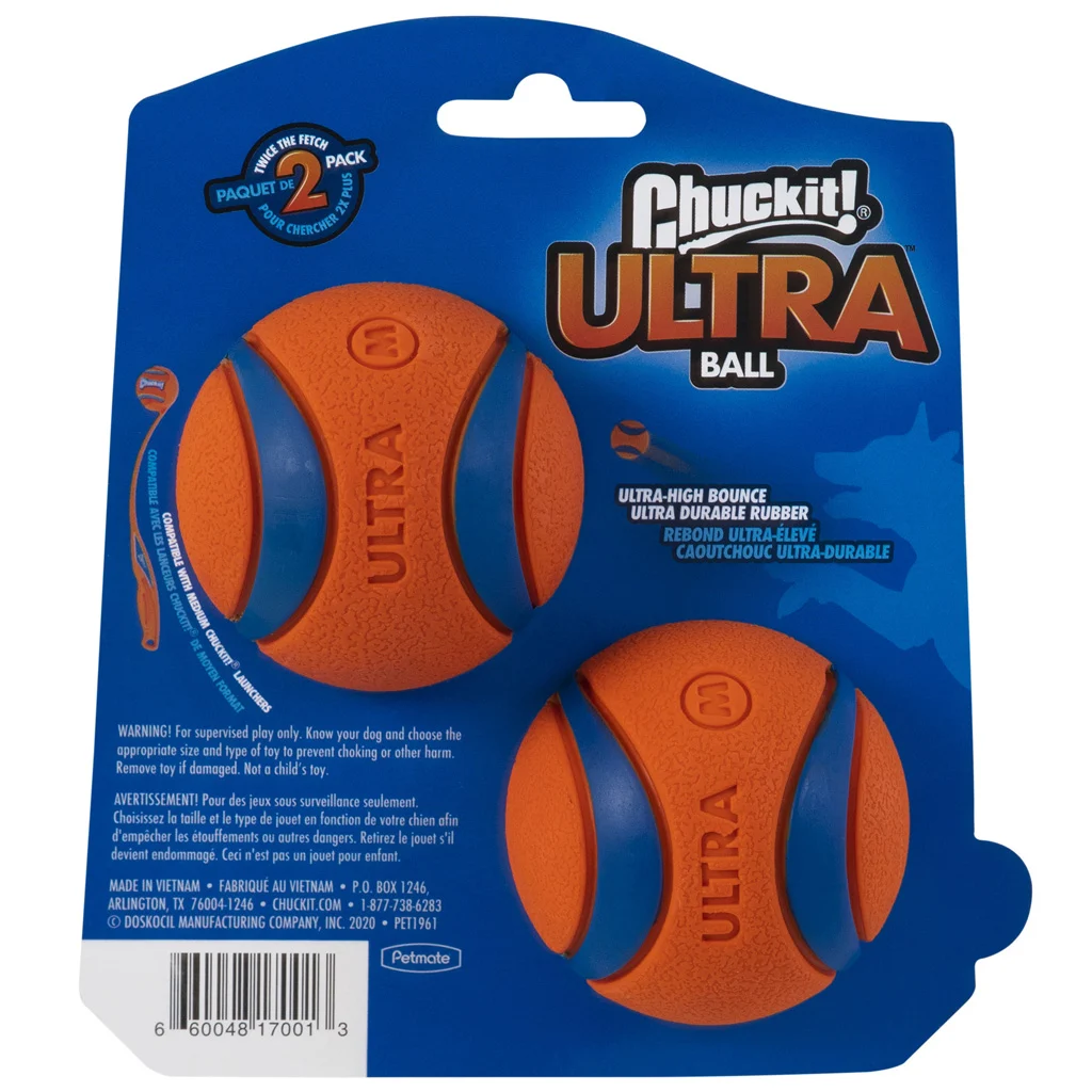 Palla per cani in gomma M, ø 6 cm, 2 pezzi – Chuckit! Ultra Ball - immagine 2
