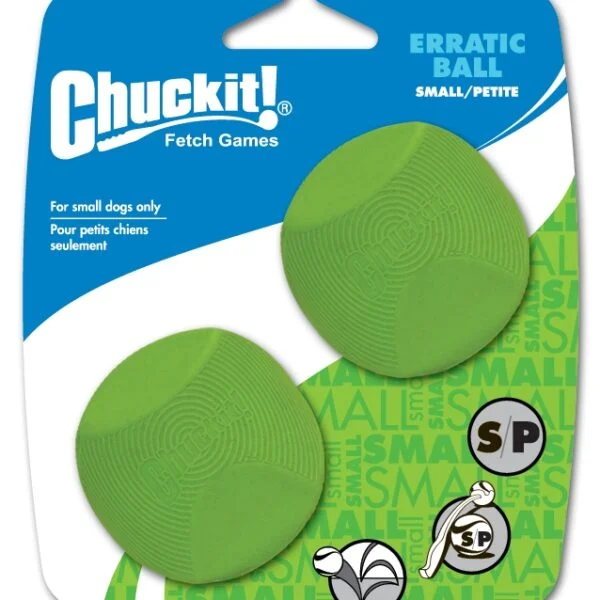 Palla per cani in gomma dalla forma angolare, S 5 cm, 2 pezzi – Chuckit! Erratic Ball
