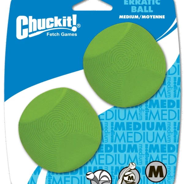 Palla per cani in gomma dalla forma angolare, M 6 cm, 2 pezzi – Chuckit! Erratic Ball