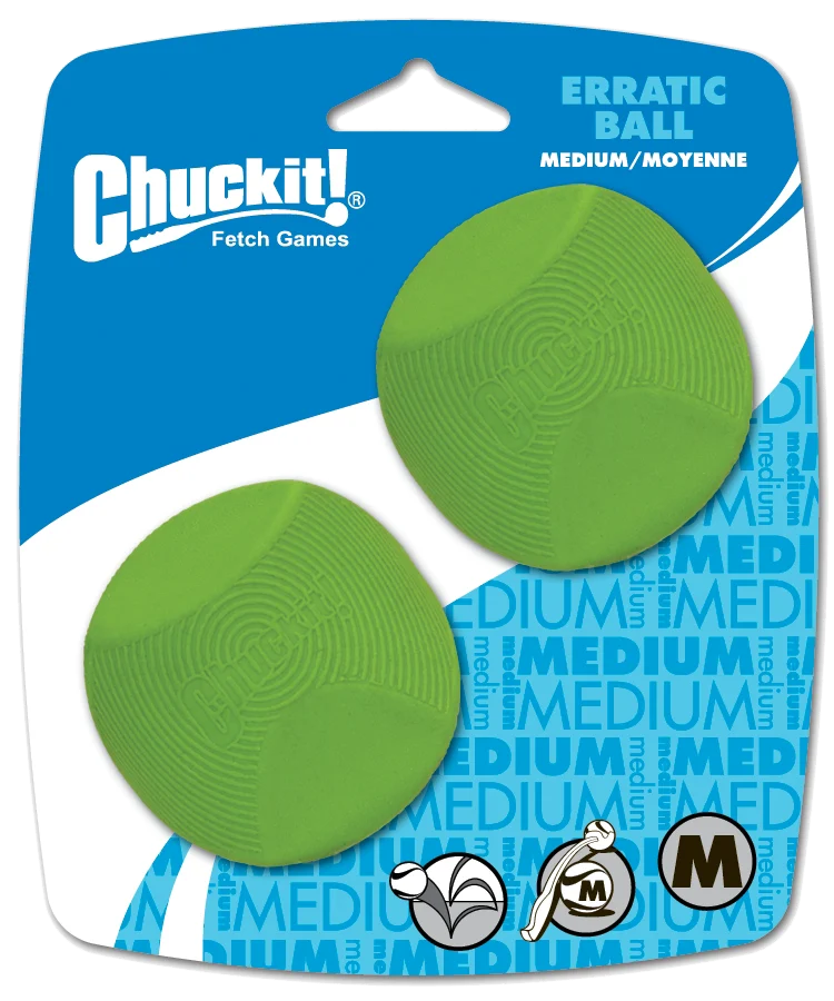CHUC20120.png Palla per cani in gomma dalla forma angolare, M 6 cm, 2 pezzi – Chuckit! Erratic Ball - immagine 1