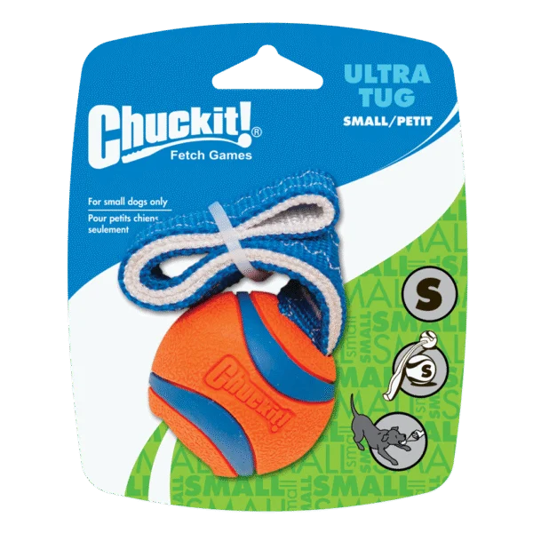 Gioco da tira e molla per cani con pallina da tennis e nastro, ø 5 cm – Chuckit! Ultra Tug S