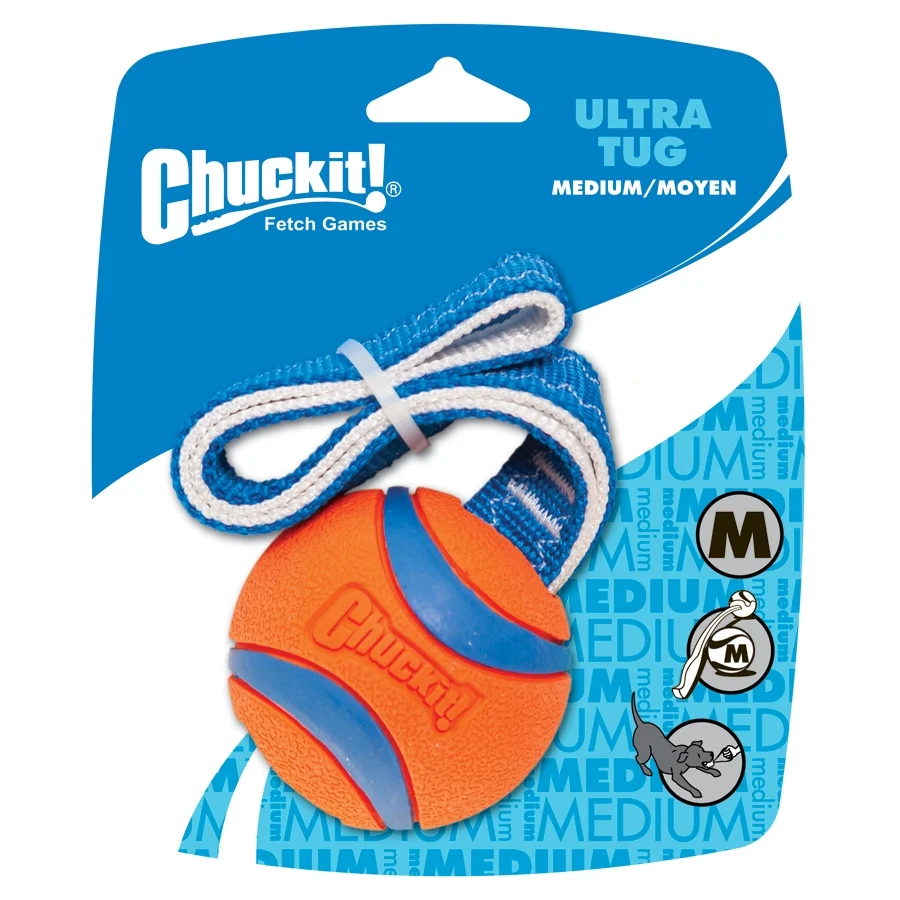 Gioco di tira e molla per cani con pallina da tennis e nastro, ø 6 cm – Chuckit! Ultra Tug M - immagine 1