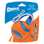 Gioco da tira e molla per cani con pallina da tennis e nastro, ø 7 cm – Chuckit! Ultra Tug L