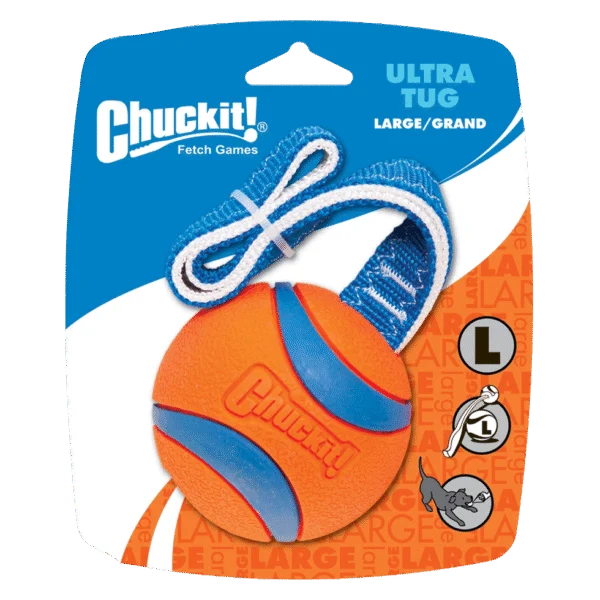 Gioco da tira e molla per cani con pallina da tennis e nastro, ø 7 cm – Chuckit! Ultra Tug L