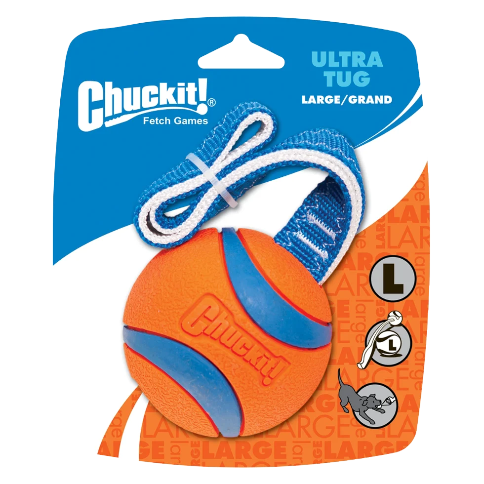 Gioco da tira e molla per cani con pallina da tennis e nastro, ø 7 cm – Chuckit! Ultra Tug L - immagine 1