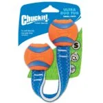 Gioco di tira e molla per cani con 2 palline da tennis e nastro di nylon, ø 5 cm – Chuckit! Ultra Duo Tug S
