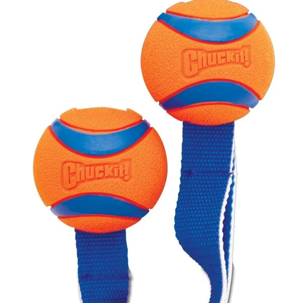 Gioco da tira e molla per cani con 2 palline da tennis e nastro di nylon, ø 6 cm – Chuckit! Ultra Duo Tug M