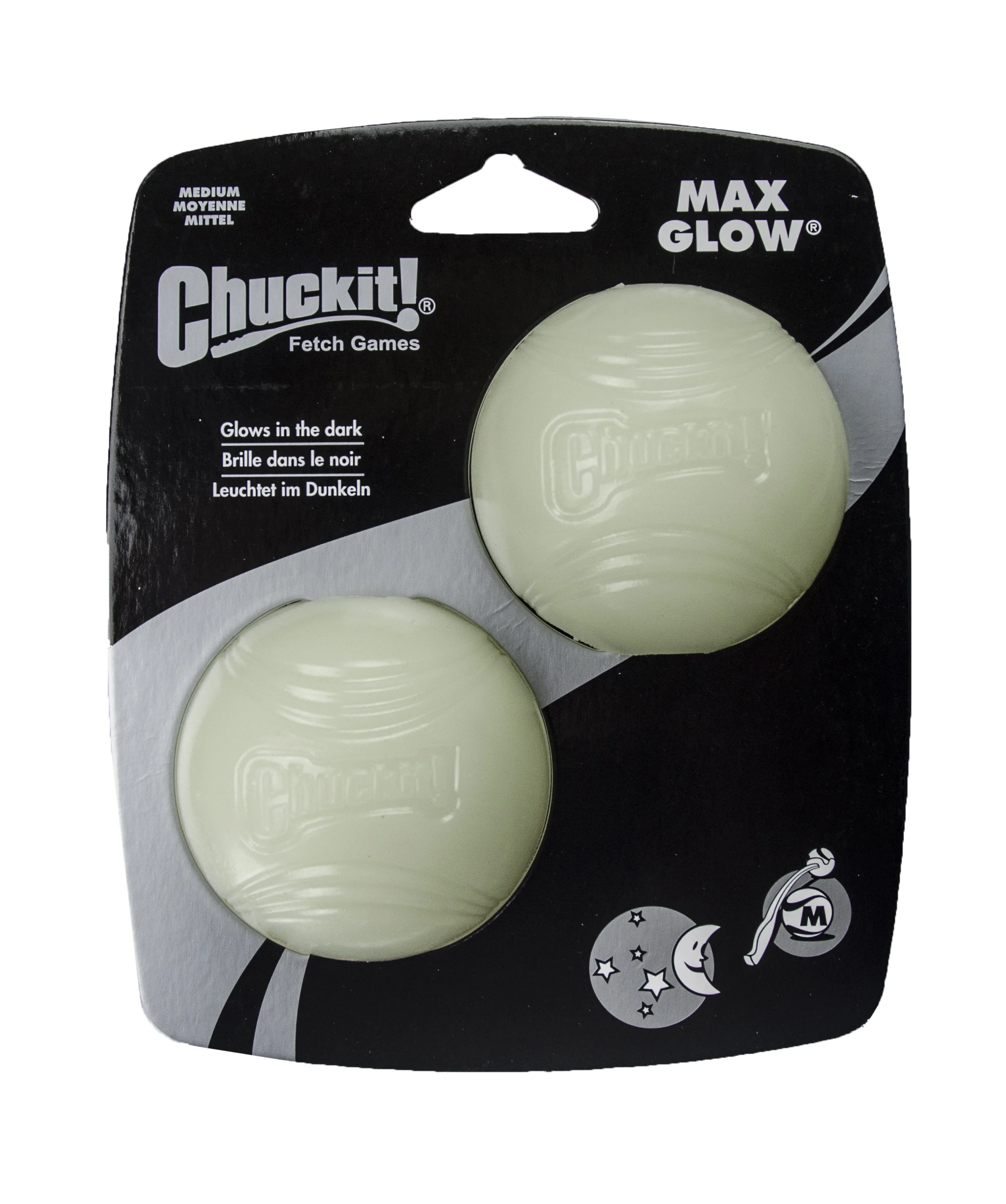 Pallina luminosa in gomma per cani, Ø 6 cm, 2 pezzi – Chuckit! Max Glow M - immagine 1
