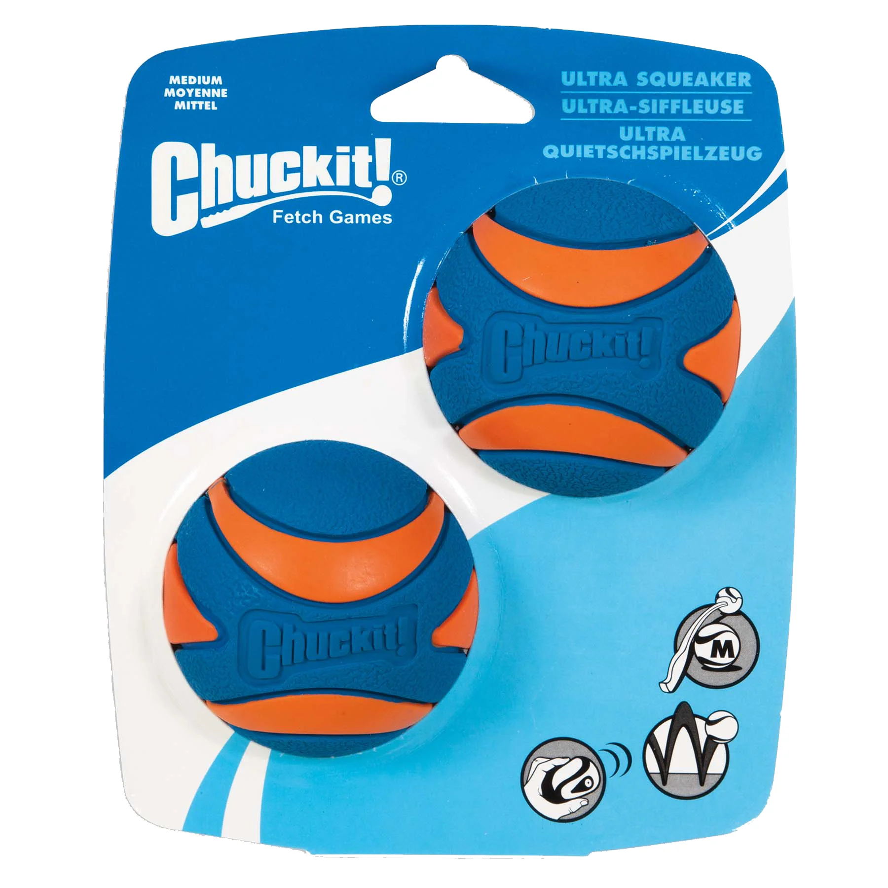 Palla sonora in gomma per cani M, ø 6 cm, 2 pezzi – Chuckit! Ultra Squeaker Ball - immagine 1