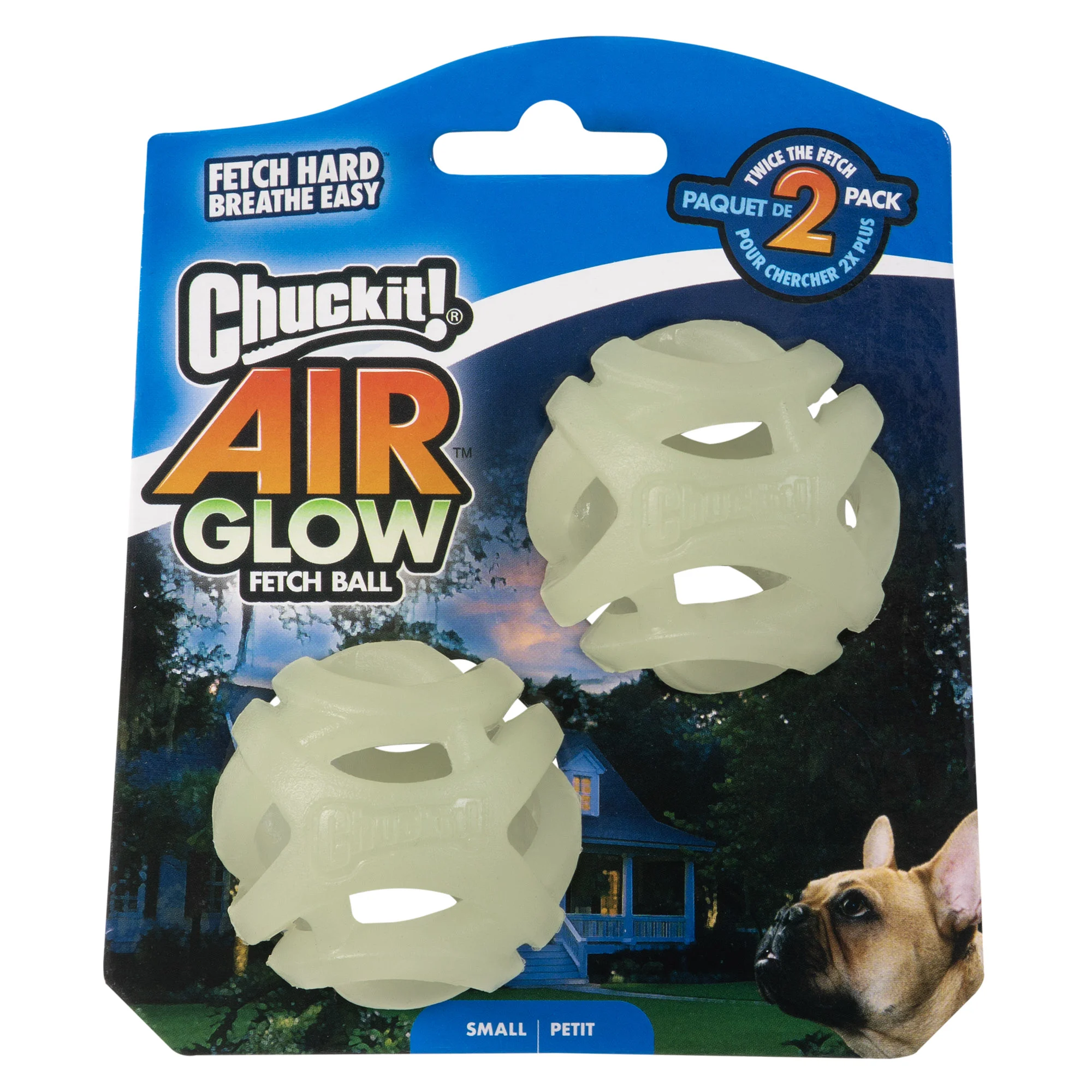CHUC36188.jpg Palla fosforescente per cani S, galleggiante, 4,5 cm, 2 pezzi – Chuckit! Air Glow Fetch Ball - immagine 1